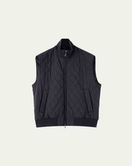 Loro Piana Men's Nylon Quilted Full-Zip Vest