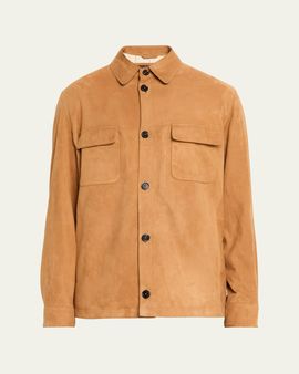 Loro Piana Men's Oversized Suede Shirt Jacket