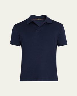 Loro Piana Men's Philion Cashmere and Silk Johnny Collar Polo Shirt
