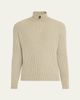 Loro Piana Men's Plane Tree Baby Cashmere Ribbed Half-Zip Sweater - 1