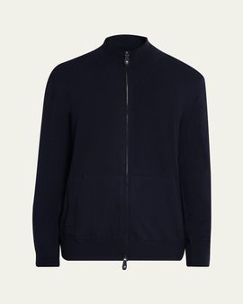 Loro Piana Men's Tyton Wool Knit Bomber Jacket