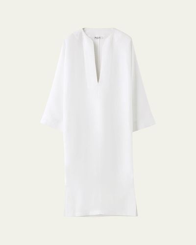 Loro Piana Silene Long Sleeve Linen Dress with Pockets