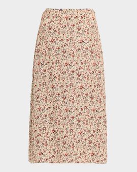 Loro Piana Simona Floral-Print Silk Twill Midi Skirt