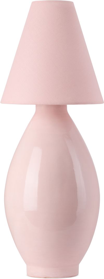 Los Objetos Decorativos Los Objetos Decorativos Pink Conical Shade Ceramic Large Lamp