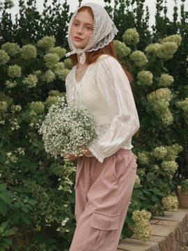 LOSSYROW Corduroy banding cargo pants Pink