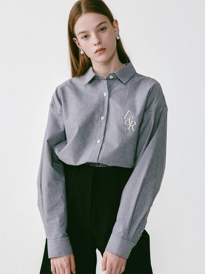 LOSSYROW L and R Logo Oxford Shirt _ Gray