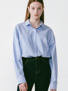 LOSSYROW L and R Logo Oxford Shirt _ Sky Blue