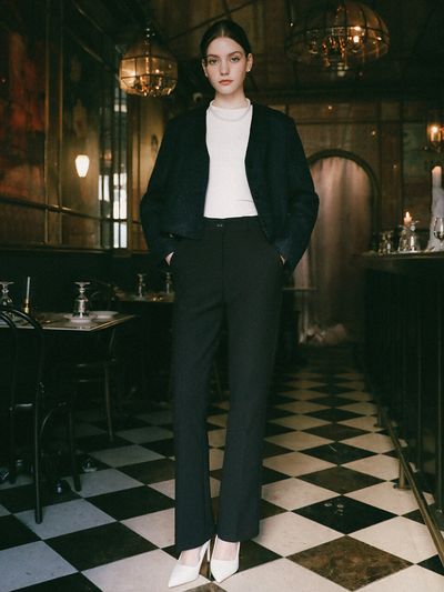 LOSSYROW Long Slim Bootcut Slacks (Navy)