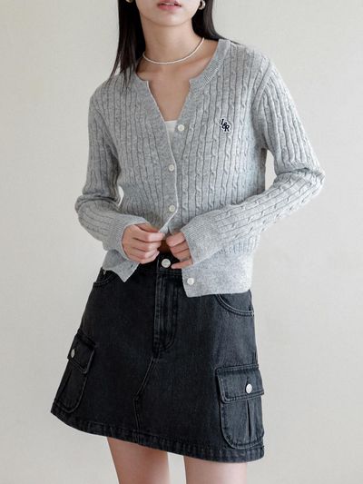 LOSSYROW Lossy washing cargo short skirt_denim black