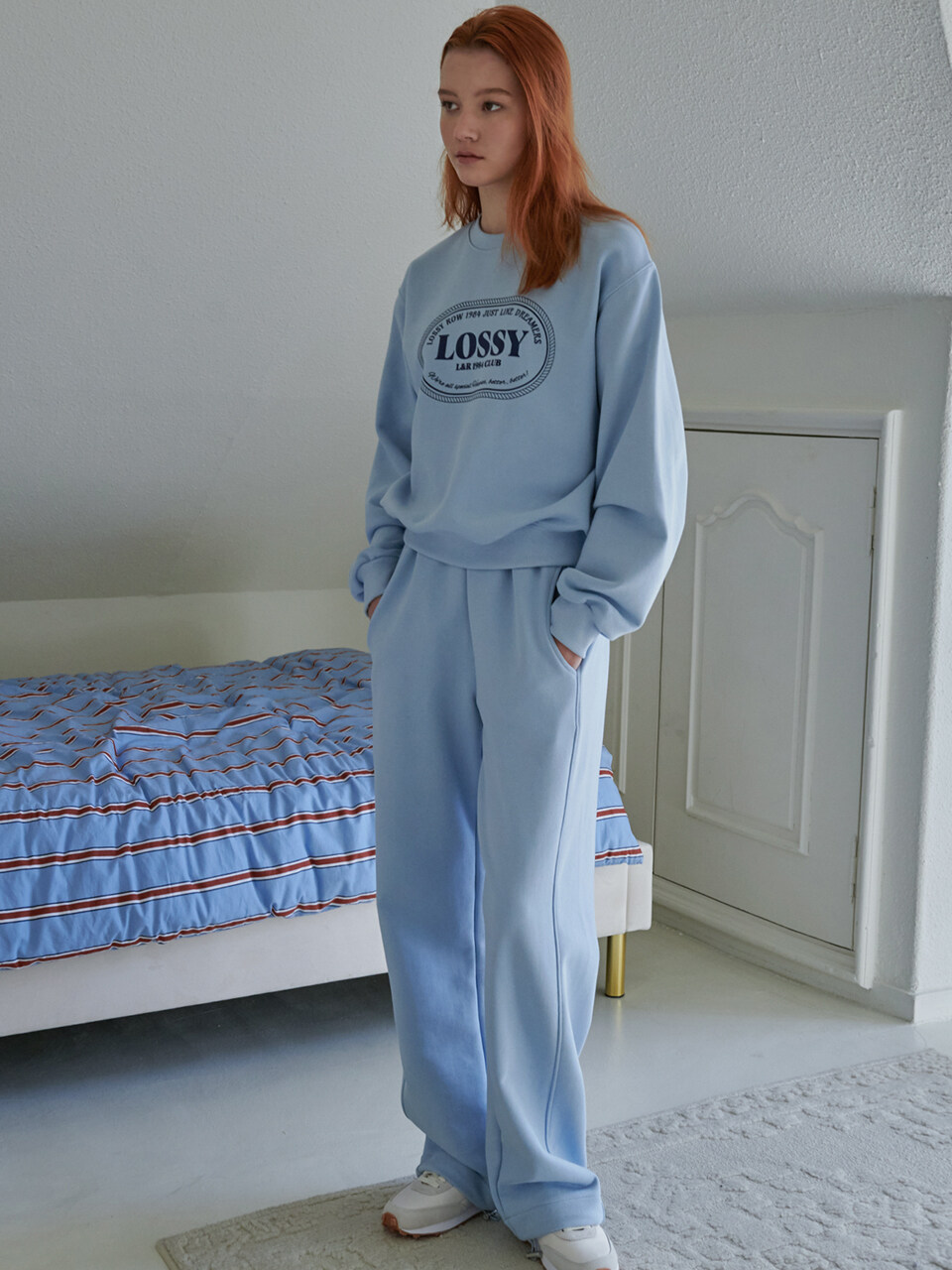 LOSSYROW Lossy Wide String Sweat Pants_Sky Blue