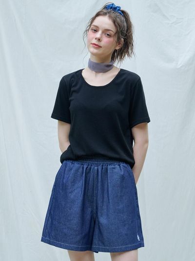 LOSSYROW L&R Blue Sea Water Denim Shorts_Deep Blue