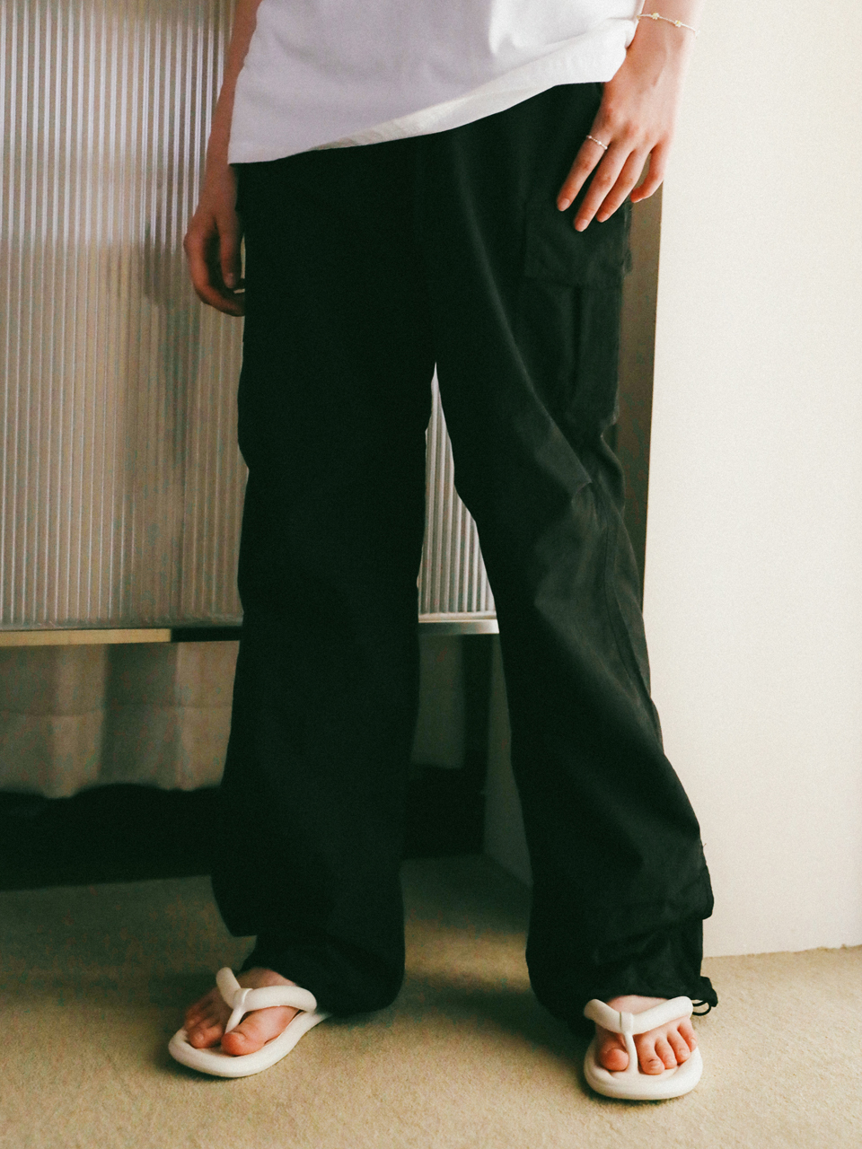 LOSSYROW String Cargo Jogger Pants - Black