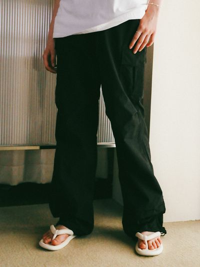 LOSSYROW String Cargo Jogger Pants - Black