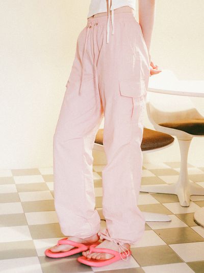 LOSSYROW String Cargo Jogger Pants - Pink