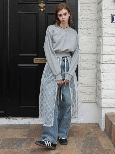 LOSSYROW Wide String Denim Pants_Wash Blue