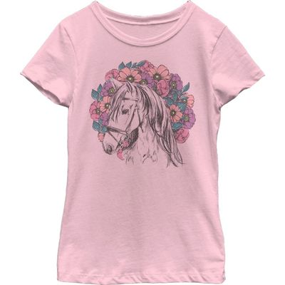 Lost Gods Girl's Lost Gods Floral Horse Love At First Ride Graphic Tee