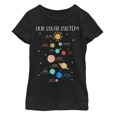 Lost Gods Girl's Lost Gods Solar System Planet Cheat Sheet Graphic T-Shirt