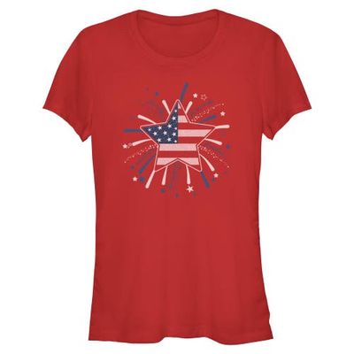 Lost Gods Juniors Lost Gods American Star Flag Fireworks T Shirt