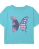 Lost Gods Lost Gods Girls' Flag Floral Butterfly Short Sleeve Boxy Cropped T-shirt - 1