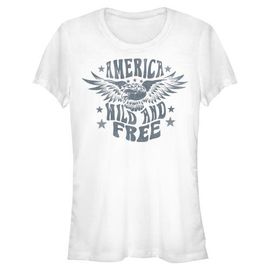 Lost Gods Lost Gods Junior's America Wild and Free Bald Eagle Short Sleeve Graphic T-Shirt