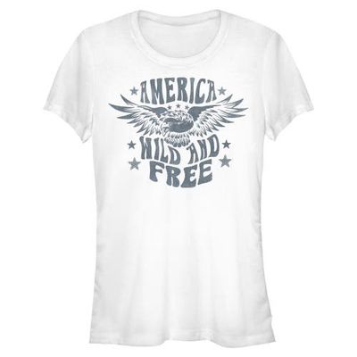 Lost Gods Lost Gods Junior's America Wild and Free Bald Eagle Short Sleeve Graphic T-Shirt