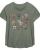 Lost Gods Lost Gods Women's Dainty Watercolor Flowers Short Sleeve Scoop Hem T-shirt - 1