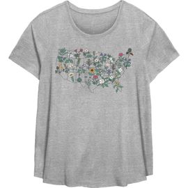 Lost Gods Lost Gods Women's State Flower Map Short Sleeve Scoop Hem T-Shirt