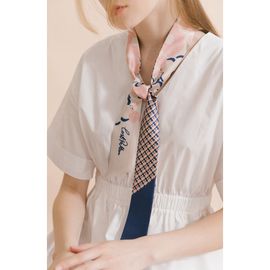 Lost Pattern Lost Pattern Floral Houndstooth Skinny Silk Scarf