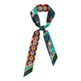 Lost Pattern Lost Pattern "Peacock" Silk Twill Skinny Scarf
