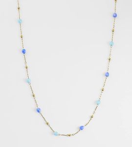 LOST SOULS Lost Souls blue glass bead necklace in 18K gold plated stainless steel