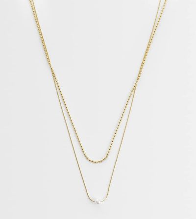 LOST SOULS Lost Souls faux pearl drop necklace in 18kt gold plated stainless steel