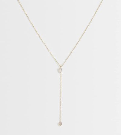 LOST SOULS Lost Souls lariat necklace with crystal drop in 18k gold plated stainless steel