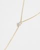 LOST SOULS Lost Souls lariat necklace with crystal drop in 18k gold plated stainless steel - 2