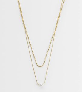 LOST SOULS Lost Souls pack of 2 faux pearl charm necklaces in 18K gold plated stainless steel