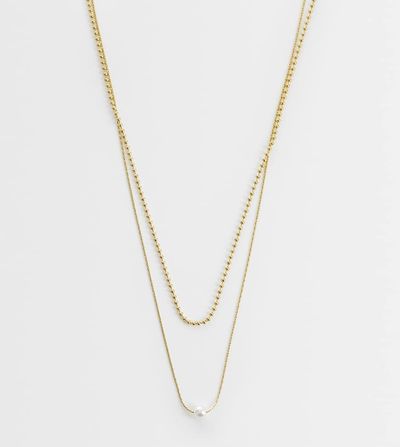 LOST SOULS Lost Souls pack of 2 faux pearl charm necklaces in 18K gold plated stainless steel