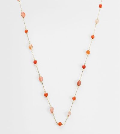 LOST SOULS Lost Souls red stone beaded necklace in 18kt gold plated stainless steel