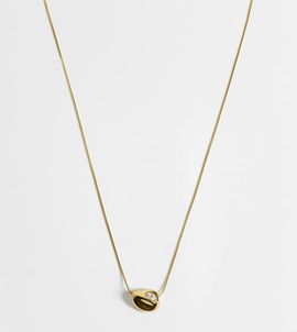LOST SOULS Lost Souls sleek pebble pendant necklace with crystal detail in 18k gold plated stainless steel
