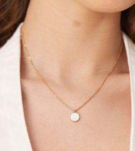 LOST SOULS Lost Souls stainless steel 18kt gold plated pearl effect pendant necklace