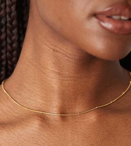 LOST SOULS Lost Souls stainless steel 18kt gold plated satellite fine chain necklace