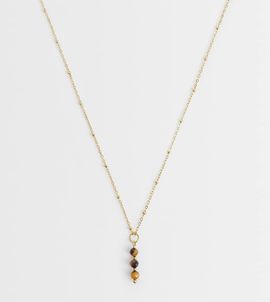 LOST SOULS Lost Souls tiger eye stone necklace in 18k gold plated