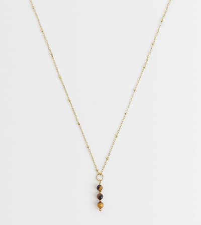 LOST SOULS Lost Souls tiger eye stone necklace in 18k gold plated