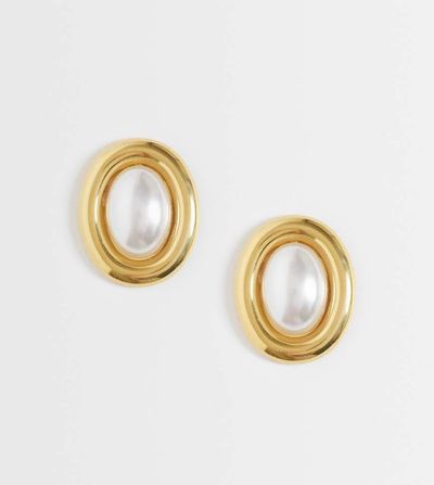 LOST SOULS Lost Souls vintage style faux-pearl stud earrings in 18kt gold-plated stainless steel