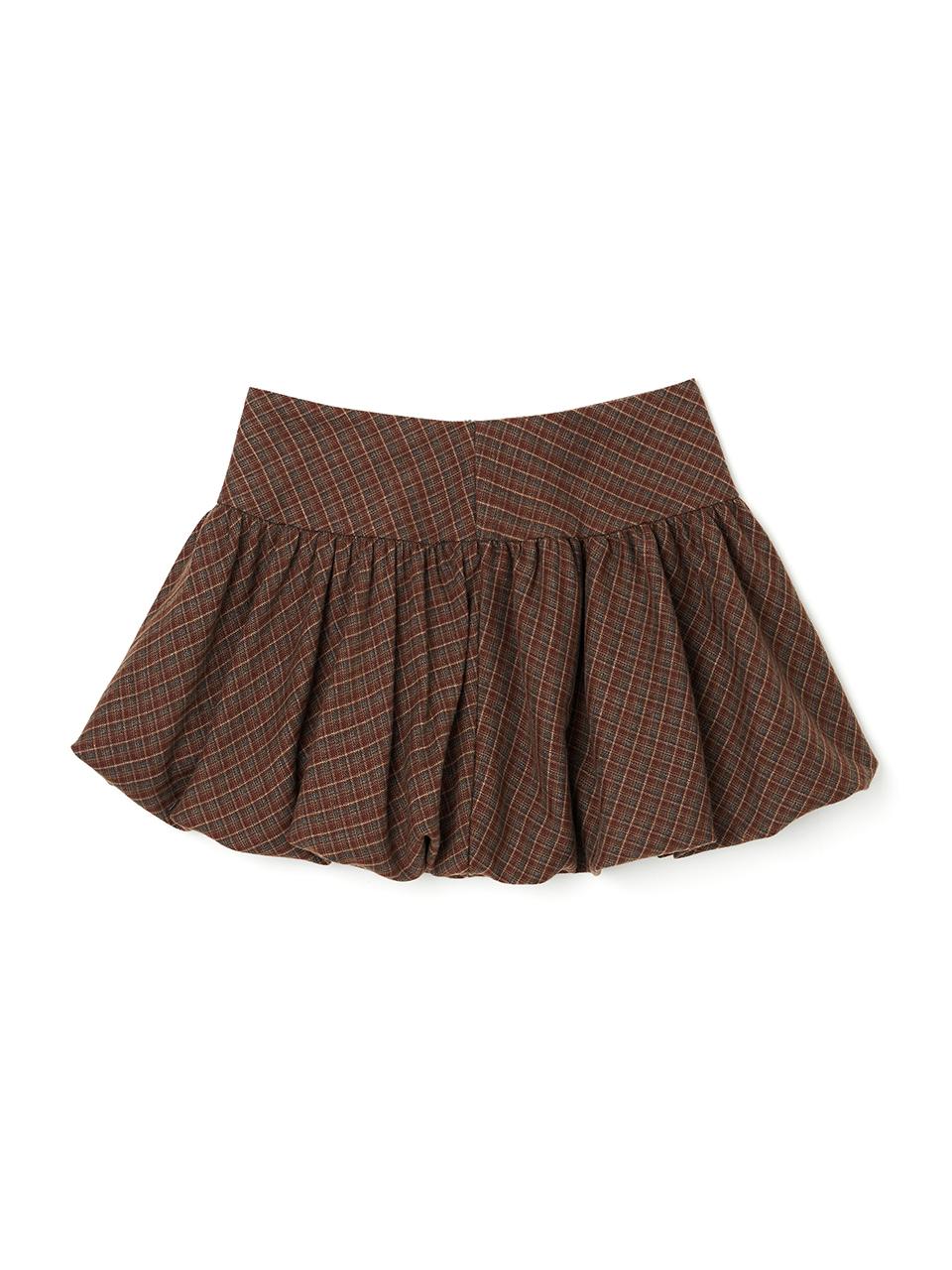 LOTS YOU Holiday Check Balloon Skirt [Brown]