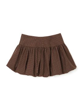 LOTS YOU Holiday Check Balloon Skirt [Brown]