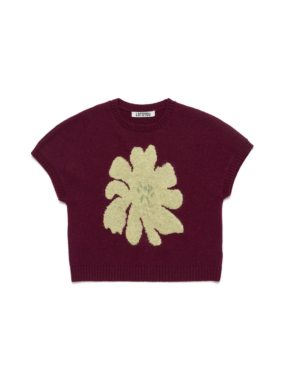 LOTS YOU lotsyou Full Bloom Cap Sleeve Knit [Burgundy]