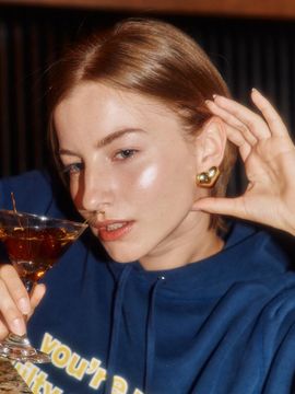 LOTS YOU lotsyou Heart Earrings [Brown Gold]