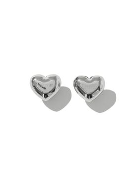 LOTS YOU lotsyou Heart Silver Earrings [Brown]