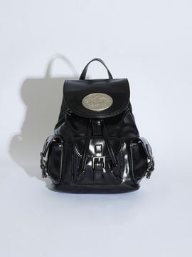 LOTS YOU lotsyou Nostalgia chubby Leather Backpack [Black]
