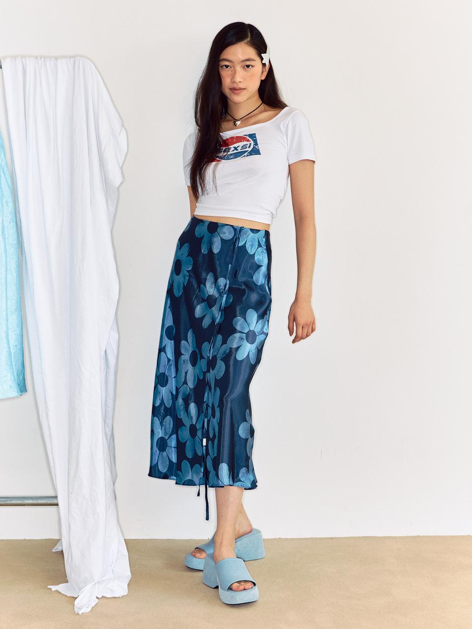 LOTS YOU lotsyou Stella Satin Skirt [Navy]