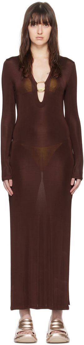 Louisa Ballou Louisa Ballou Brown Helios Maxi Dress